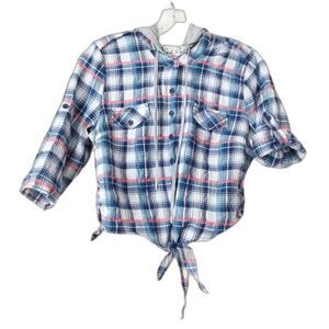 Ash & Emee Button Front Crop Hoodie M
